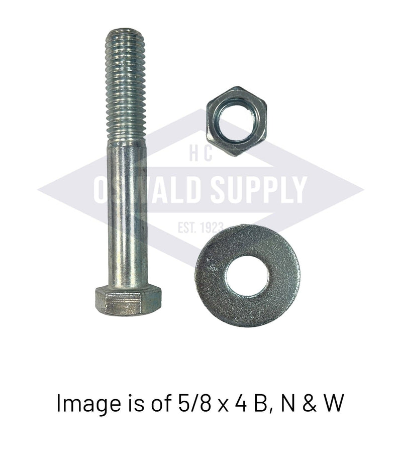 (MBO645S) 5/8 X 4.5, Hex Head Bolt, Hex Nut and Washer for Handhole Plate