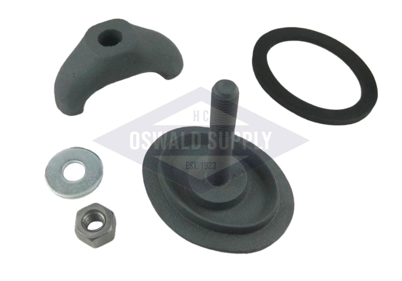 O&S Powermaster Boiler Handhole Assembly, Less Ring. 2-3/4 X 3-3/4, Elliptical, Cast Iron, Curved, Solid Bolt, "32100402"