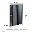Cast Iron Radiator,  Size: 4-7/16" Width x 25" Height x 17 1/2" Length  - 10 Sections, 4 Tubes, Water/Steam