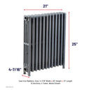 Cast Iron Radiator,  Size: 4-7/16" Width x 25" Height x 21" Length  - 12 Sections, 4 Tubes, Water/Steam