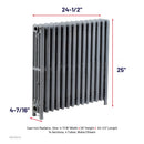 Cast Iron Radiator,  Size: 4-7/16" Width x 25" Height x 24 1/2" Length  - 14 Sections, 4 Tubes, Water/Steam
