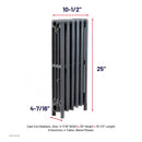 Cast Iron Radiator,  Size: 4-7/16" Width x 25" Height x 10.5" Length  - 6 Sections, 4 Tubes, Water/Steam