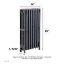 Cast Iron Radiator,  Size: 4-7/16" Width x 25" Height x 14" Length  - 8 Sections, 4 Tubes, Water/Steam
