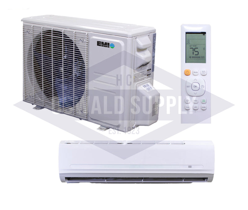 Advantage by EMI Single Zone 9K BTU, 16.5 SEER Heat & Cool Pump System Ductless Mini Split System - Includes Indoor Wall Unit & Outdoor Condenser