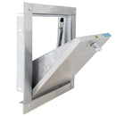 "M" Midland Style Stainless Steel Trash Chute Door - Bottom Hinged - T Handle - Rubbish - Standard Trim