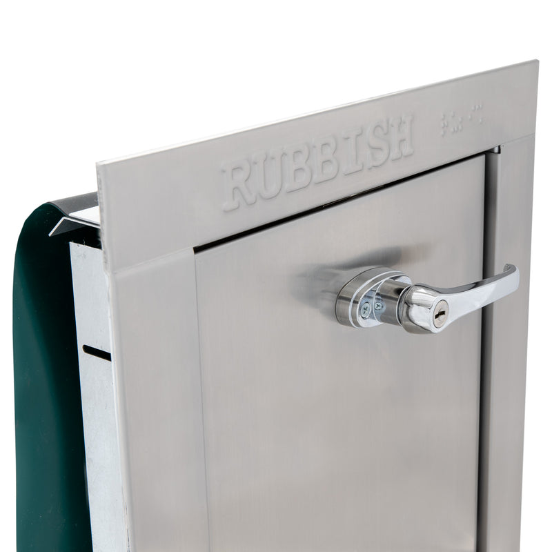 "R" Replacement Stainless Steel Trash Chute Door - Bottom Hinged - L Handle - Rubbish