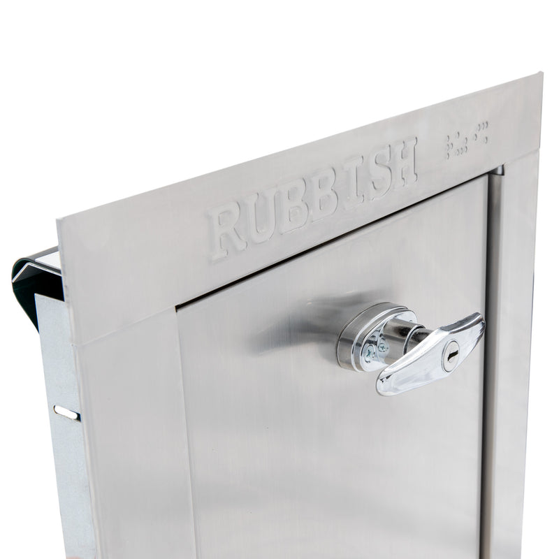 "R" Replacement Stainless Steel Trash Chute Door - Bottom Hinged - T Handle - Rubbish