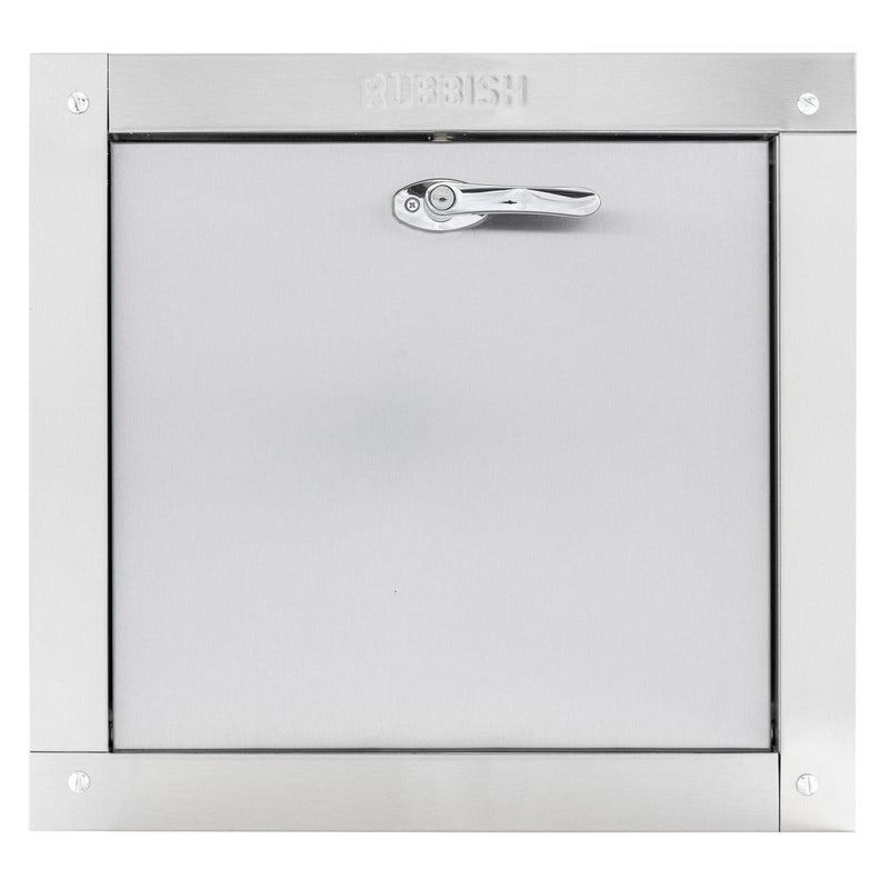 Universal Stainless Steel Trash Chute Door - Bottom Hinged - L Handle - Rubbish - Standard Trim