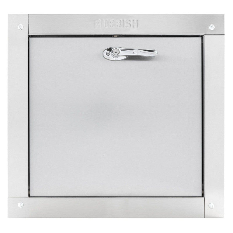 Wilkinson Style Stainless Steel Trash Chute Door - Bottom Hinged - L Handle - Rubbish - Standard Trim