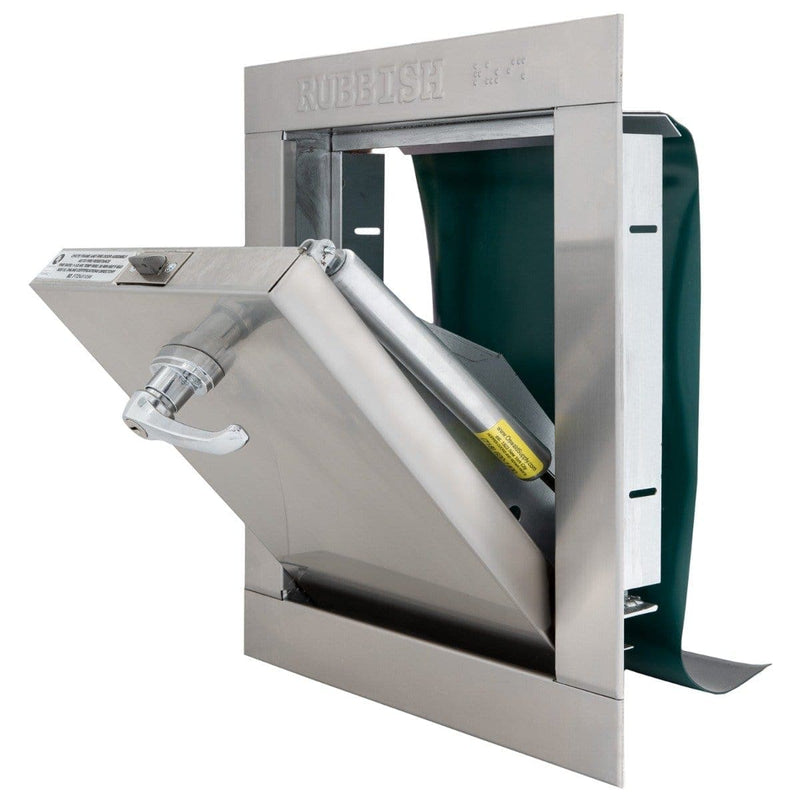 Universal Stainless Steel ADA Compliant L Handle with Standard Closure Trash Chute Door - Bottom Hinged, HRX09L