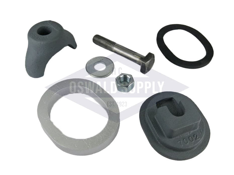 (PHH1LC) "7002", 3 X 4, Obround, Cast Iron, Loose Bolt, Flat, Handhole Assembly with Ring - Oswald Supply