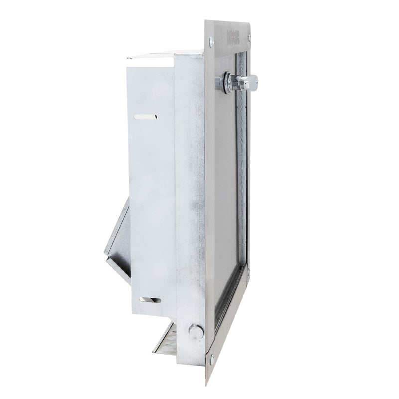 Universal Stainless Steel Trash Chute Door 12"(W) x 15"(H)  - Bottom Hinged - Side Left View
