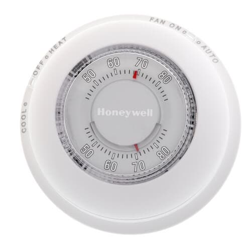 Honeywell #T87N1000, Round Non-Programmable, 1H/1C, Mechanical Thermos ...