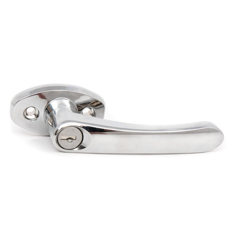 L Handle, ADA Approved Chrome Locking with V Spindle Midland Style with Keys and Hardware for Trash Chute and Linen Chute Doors - Free Ground Shipping - Oswald Supply