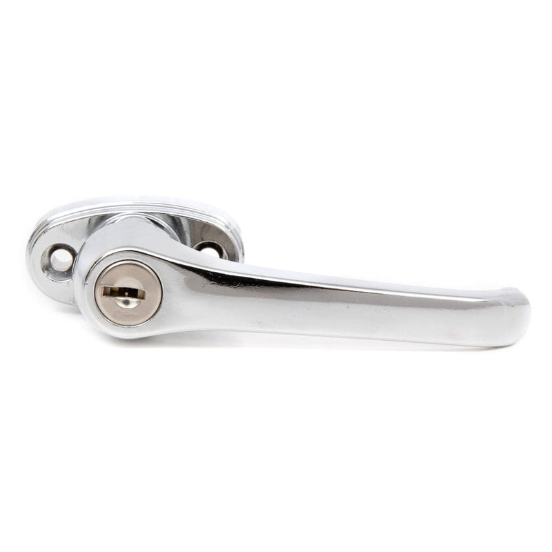 L Handle and Latch Set, Chrome Locking with Square Spindle, Square Type Latch, with Keys and Hardware for Trash Chute and Linen Chute Doors - Free Ground Shipping - Oswald Supply