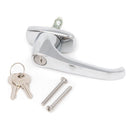 L Handle, Chrome Locking ADA Approved, Reverse Mount with Keys and Hardware for Trash Chute and Linen Chute Doors - Free Ground Shipping - Oswald Supply